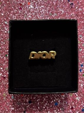 Dior Gold-tone Logo Ring on Black Box